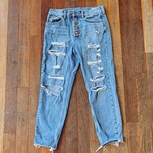 Free People We The Free High Waisted Ripped Button Fly Jeans Size 27